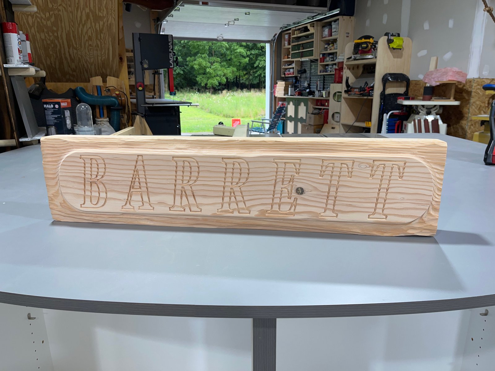 Barrett CNC sign closeup